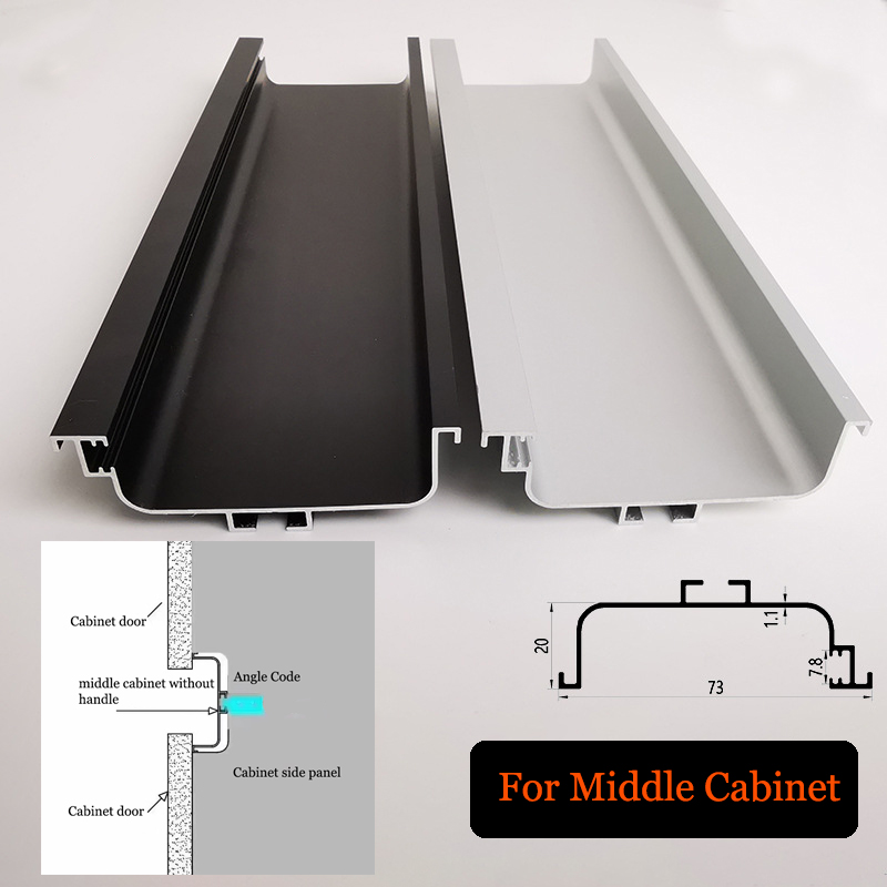 Furniture Joinery Hardware - Long Cabinet Door Handles L-Shaped Hidden