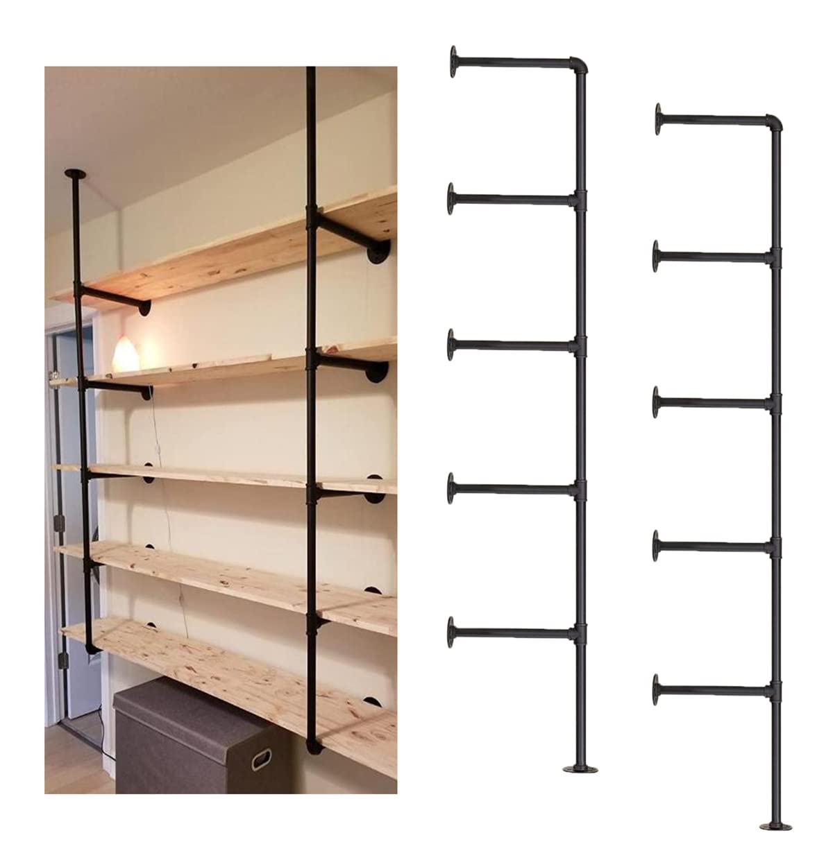Furniture Hardware Vintage - Industrial Iron Pipe Shelf Bracket Black