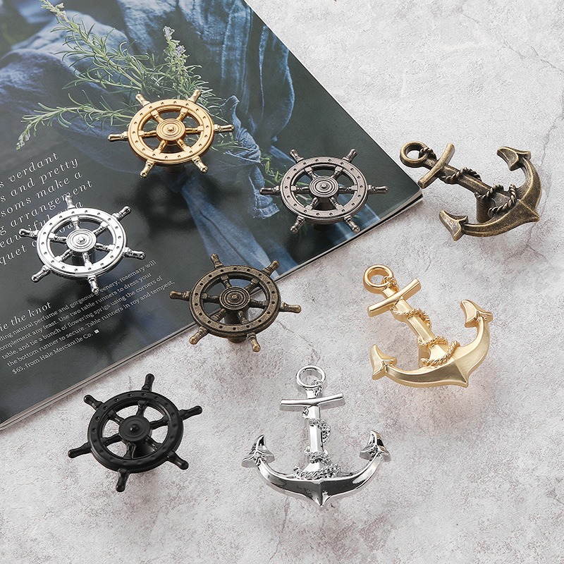 Furniture Hardware Vintage - Vintage Anchor Ship Wheel Cabinet Handle