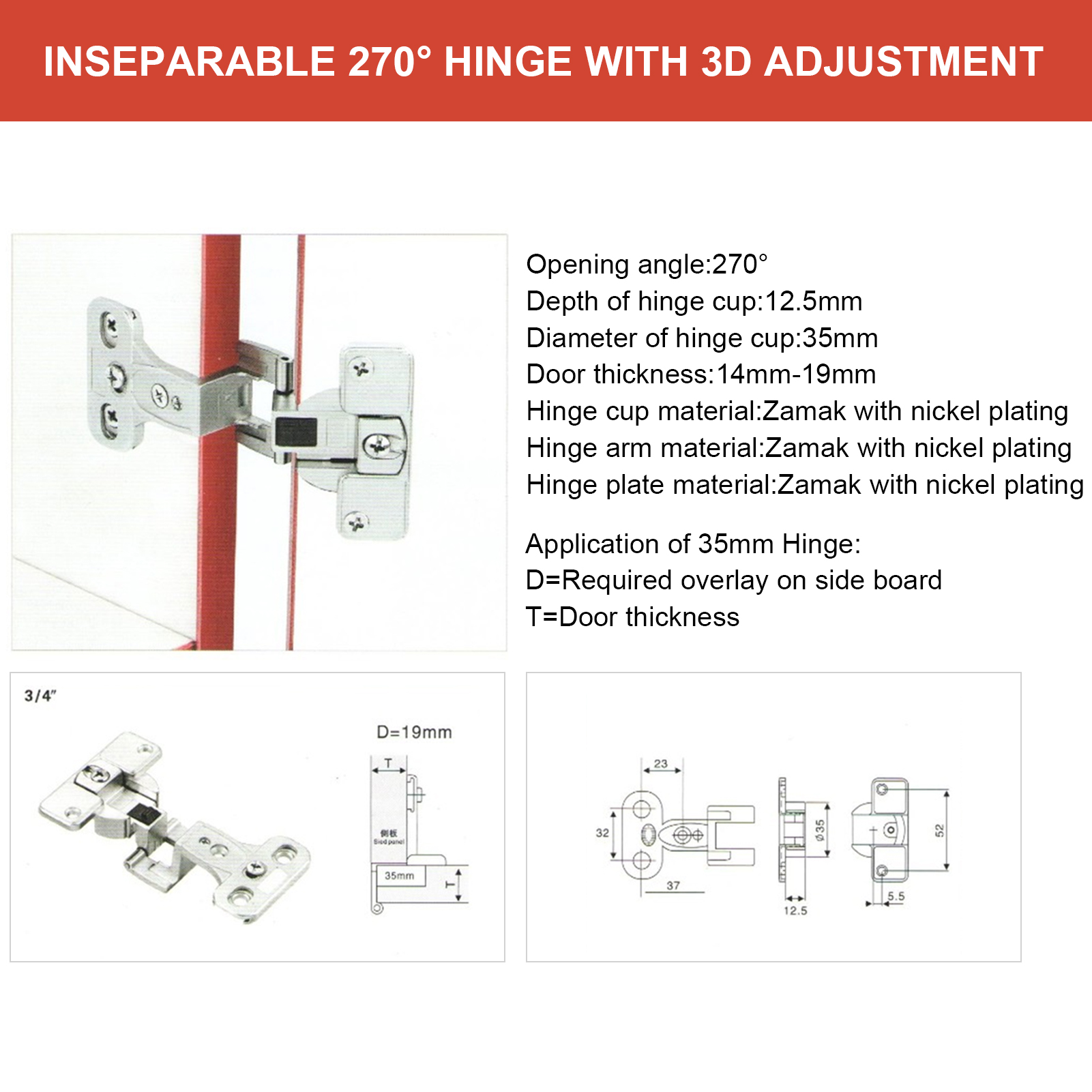 270 Degrees Zinc Alloy Furnitu - Furniture Hardware Hinges ulasan dan harga