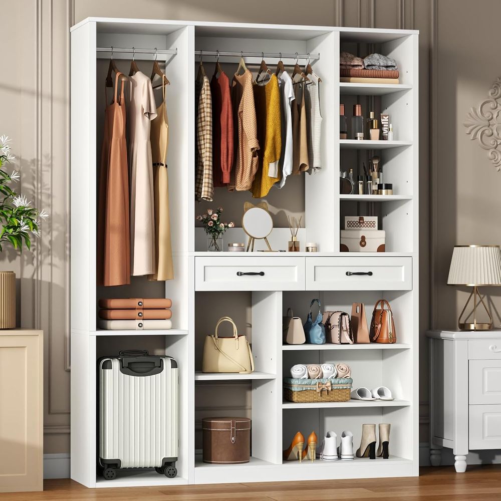 81 White Wooden Wardrobe with  - Drawer Slide Pair ulasan dan harga