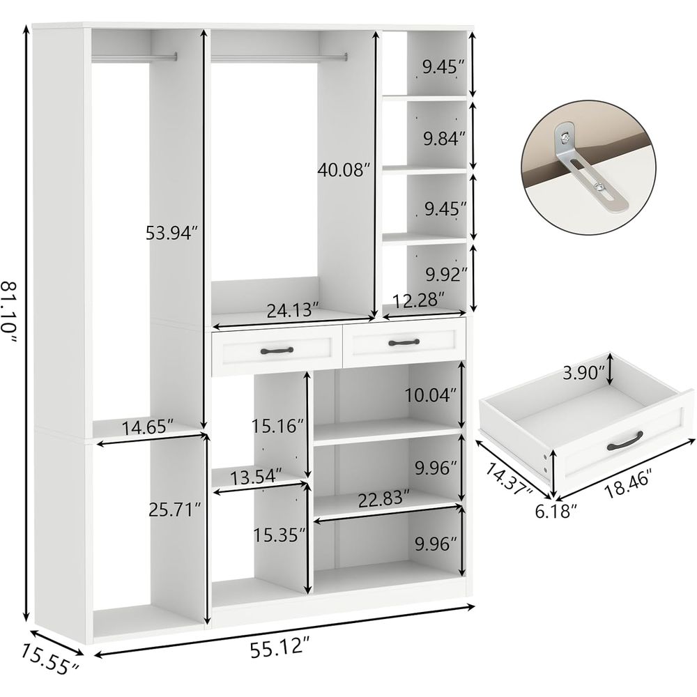 81 White Wooden Wardrobe with  - Drawer Slide Pair ulasan dan harga