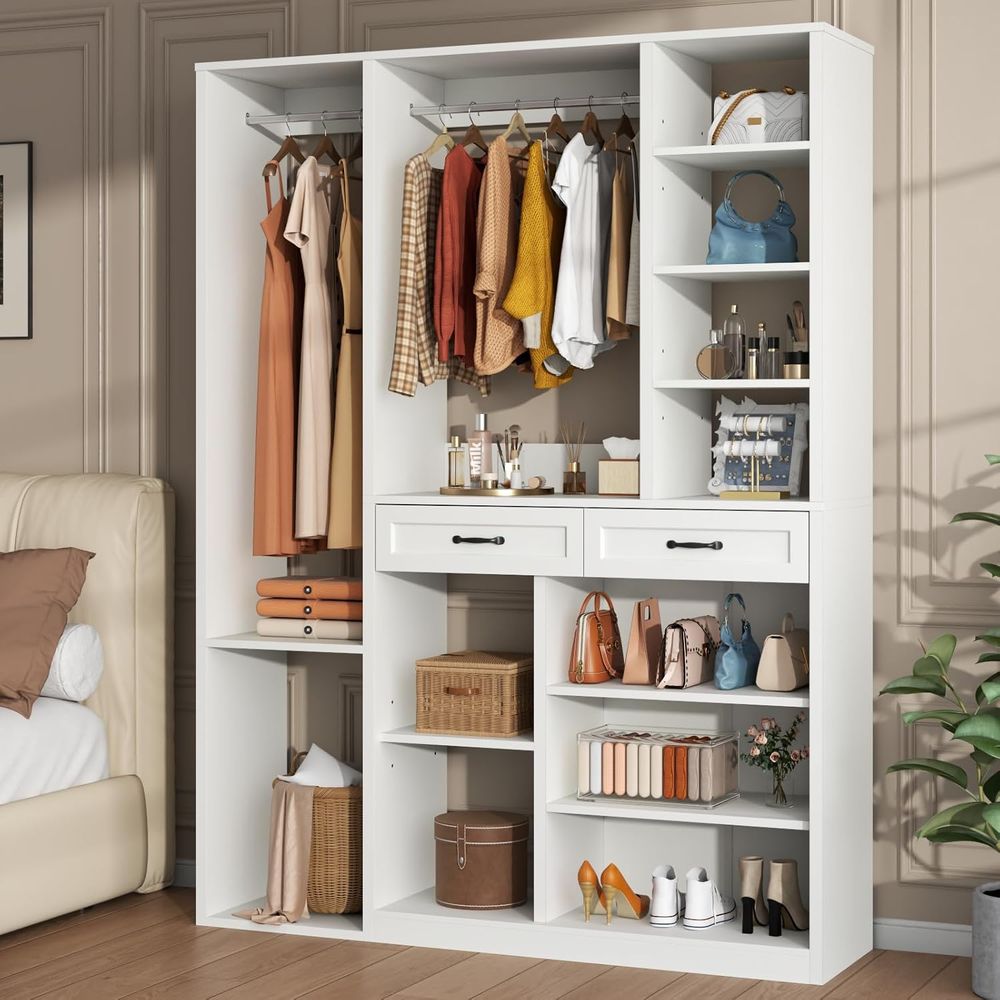 81 White Wooden Wardrobe with  - Drawer Slide Pair ulasan dan harga