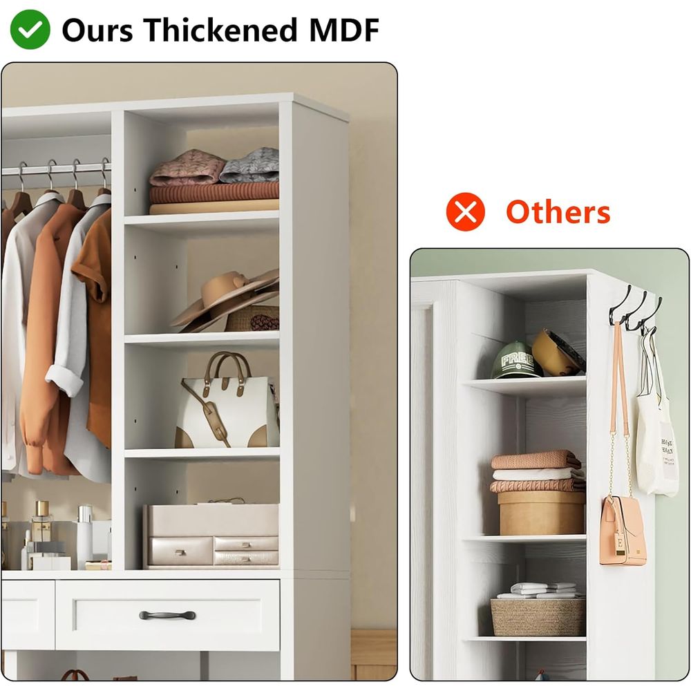 81 White Wooden Wardrobe with  - Drawer Slide Pair ulasan dan harga
