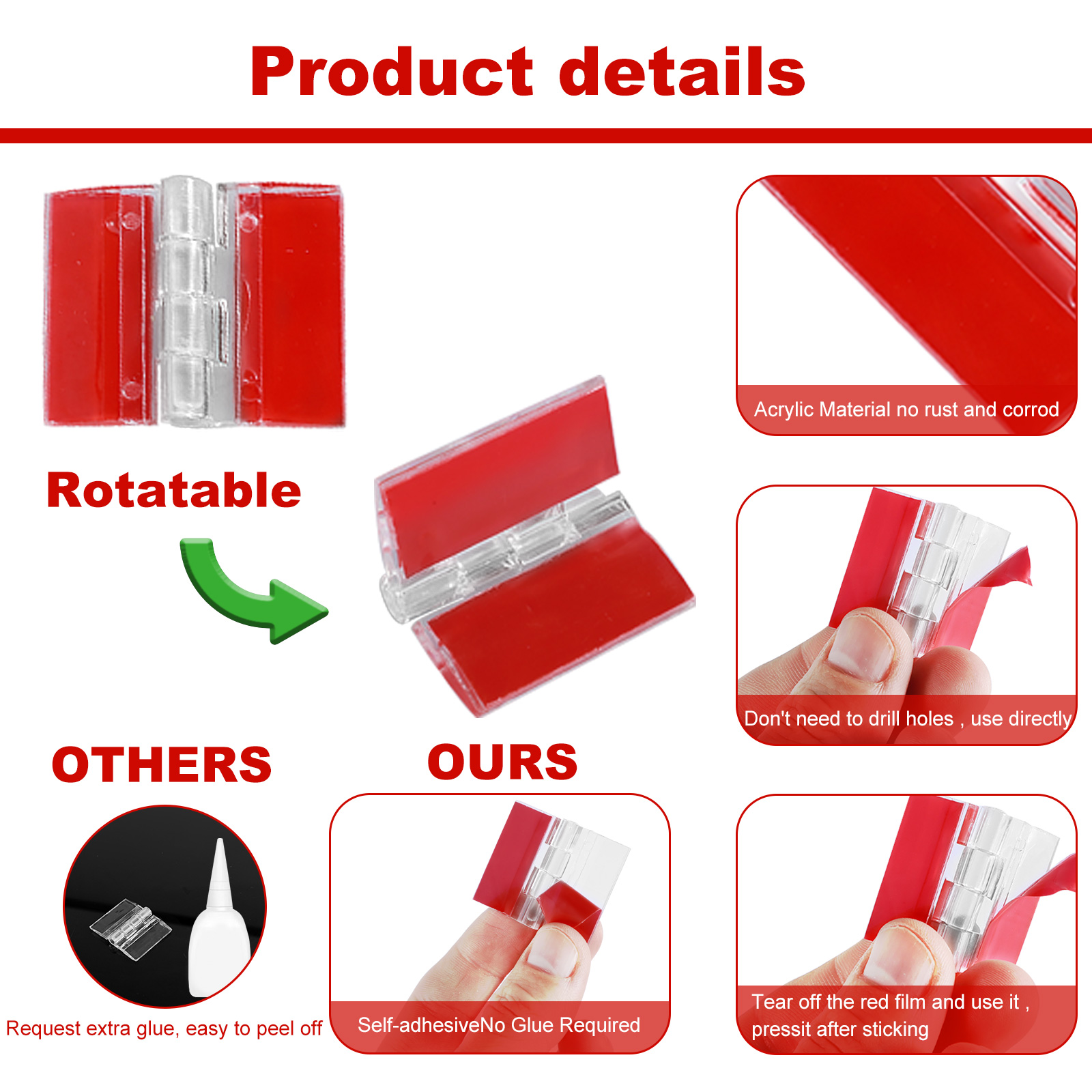 10/20Pcs Folding Hinges Acryli - Furniture Hardware Hinges ulasan dan harga