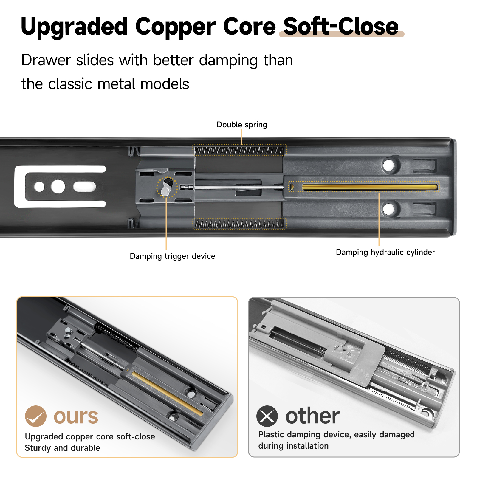 AOLISHENG Soft Close Drawer Sl - Drawer Slide Pair ulasan dan harga