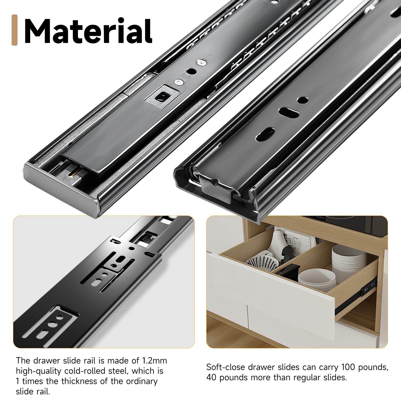 AOLISHENG Soft Close Drawer Sl - Drawer Slide Pair ulasan dan harga